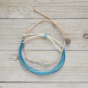 Pura Vida Bracelet Pack | Silver Mountain Charm + Blue String Bracelet